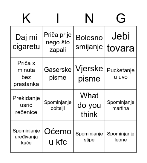 Ana Bingo Card