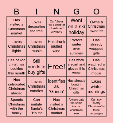 Christmas-Party Bingo Card