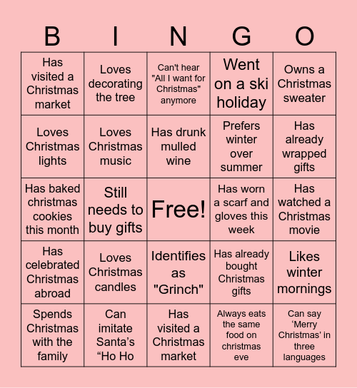 Christmas-Party Bingo Card