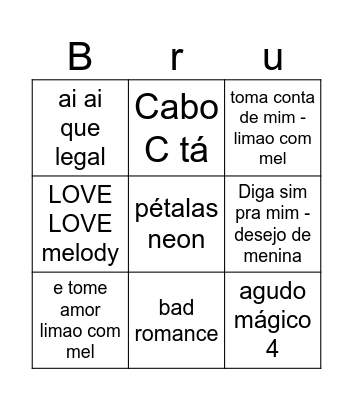 Brungo Bingo Card