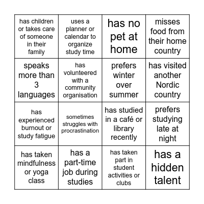 Find someone who... Bingo Card