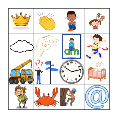 Phonics Bingo; cr- and cl- Bingo Card