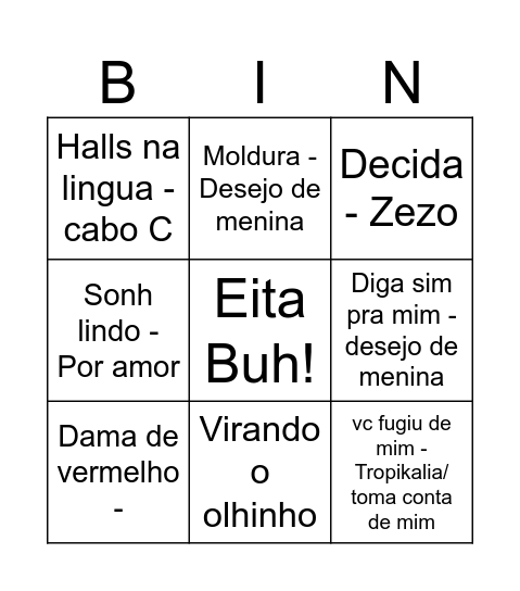 Bingo do BUNDO Bingo Card