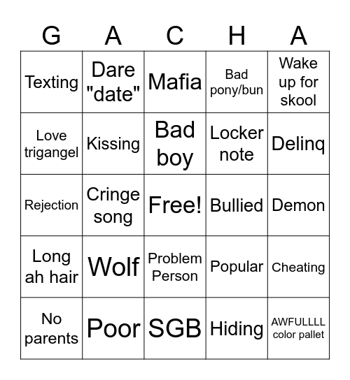 Gacha bingo Card