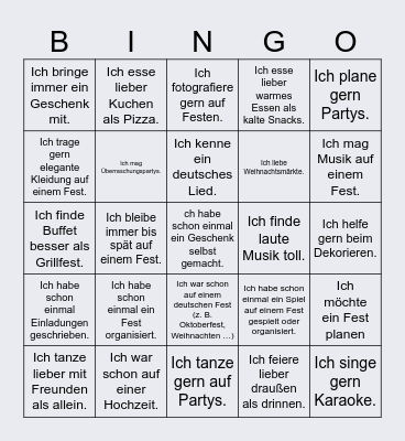 Fest und ich! Bingo Card