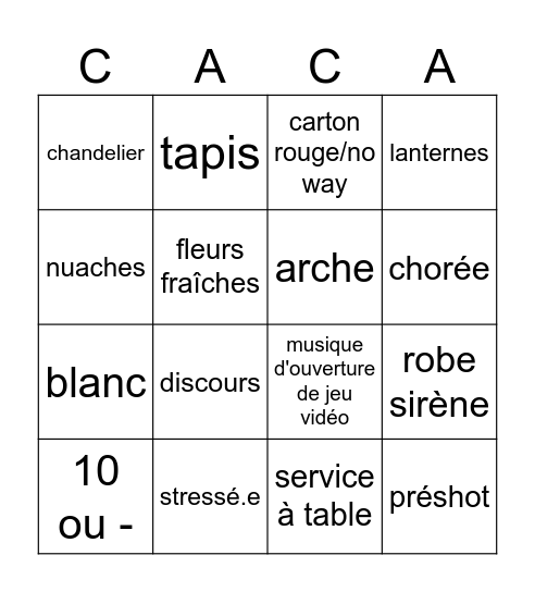 les mariaches Bingo Card