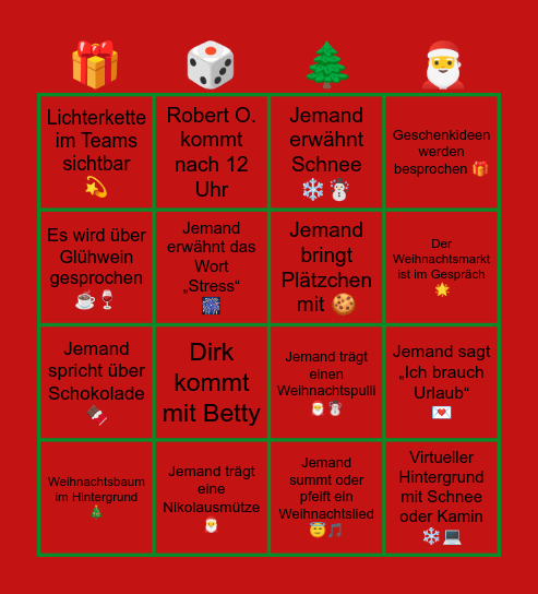 Adventskalender Bingo Card