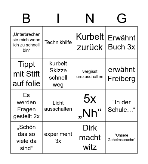 Physik Bingo Card