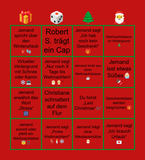 Adventskalender Bingo Card
