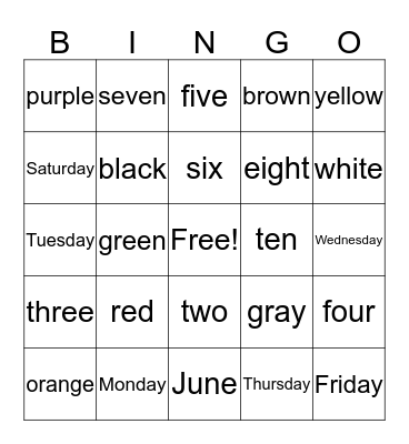 Basic Skills Bingo Card