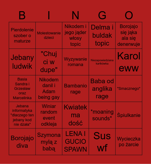 Szkolne bingo Card