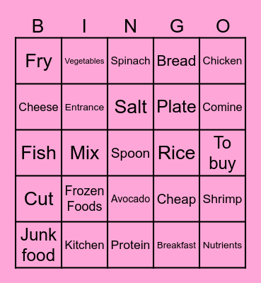 La comida y mandatos (S3) Bingo Card