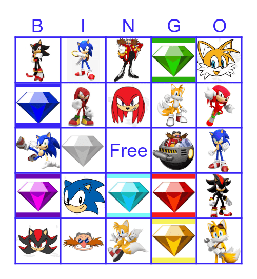 Sonic Bingo Card