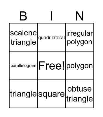 geometry  Bingo Card