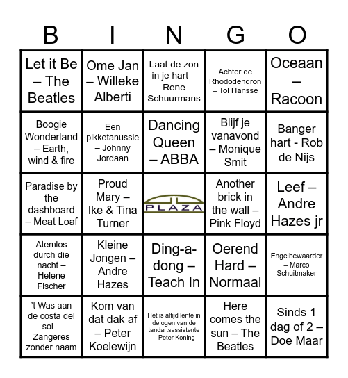 Vrijwilligers Grand Café muziekbingo Card