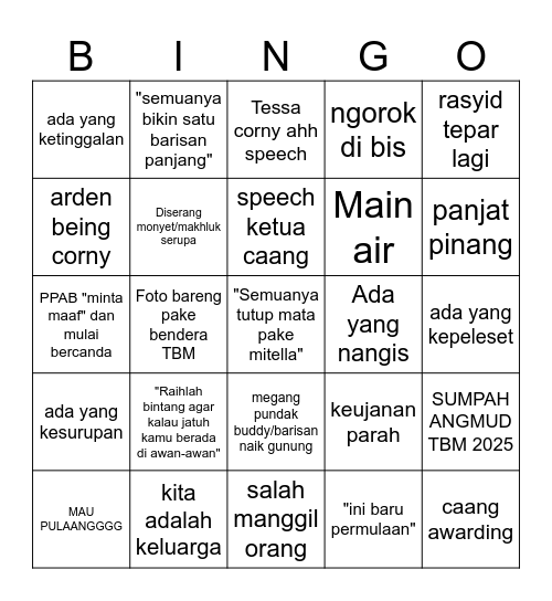 PELANTIKAN TBM BINGO Card