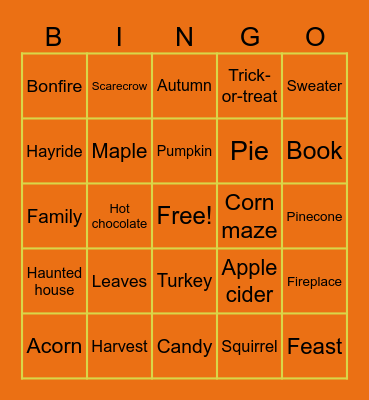 Autumn Bingo Card
