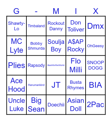 g-mix Bingo Card