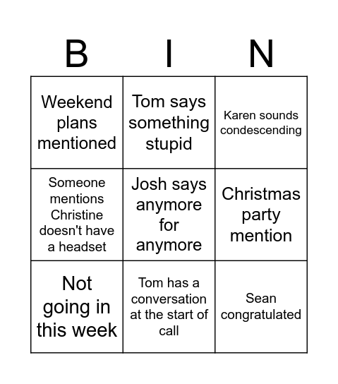 Untitled Bingo Card
