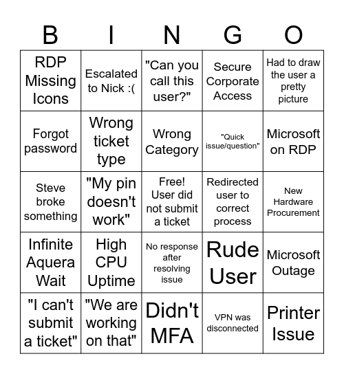 November Bingo Card