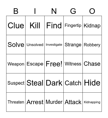 Famous Mystery American Cases Bingo Card
