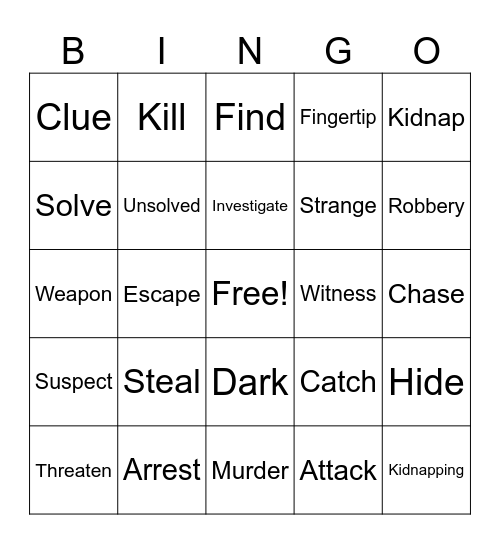 Famous Mystery American Cases Bingo Card