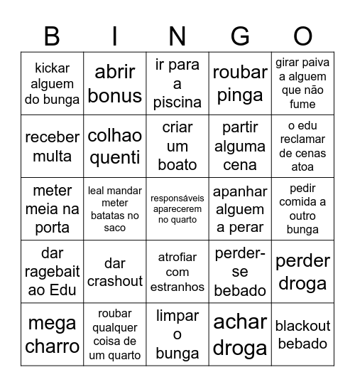 Bingo FDS Bingo Card