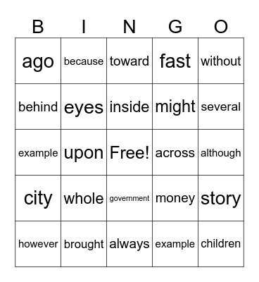 HFW 2/3 Bingo Card