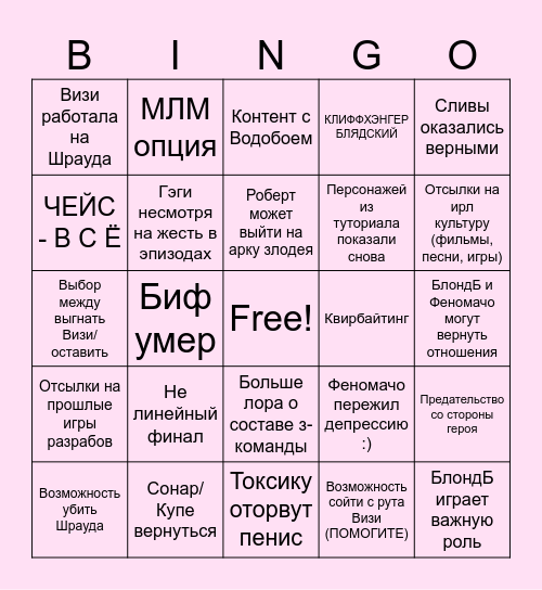 Dispatch ep 7-8 Bingo Card