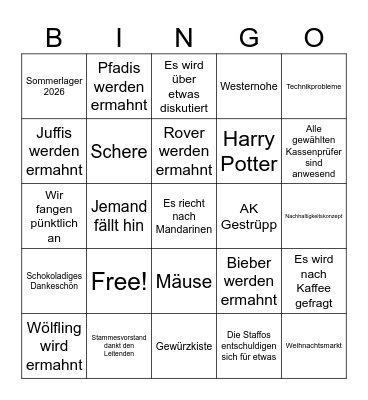Rover Bingo Card