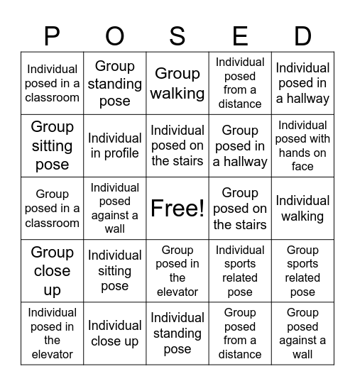 Yearbook Bingo - November 19, 2025 (Theme: Pose) Bingo Card