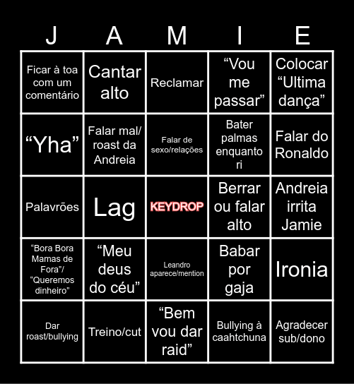 Jamie Drake Bingo Card