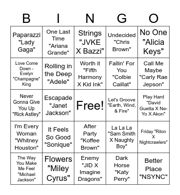 SONG BINGO Card