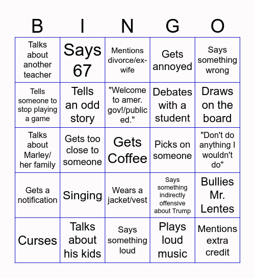 Dearing Bingo Card