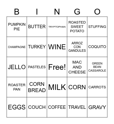SBH Thanksgiving Bingo! Bingo Card