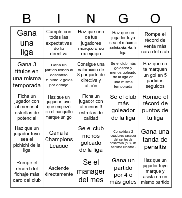 Football Manager Bingo Card