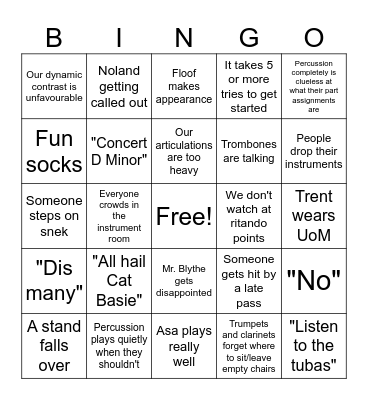 Band Bingo Card