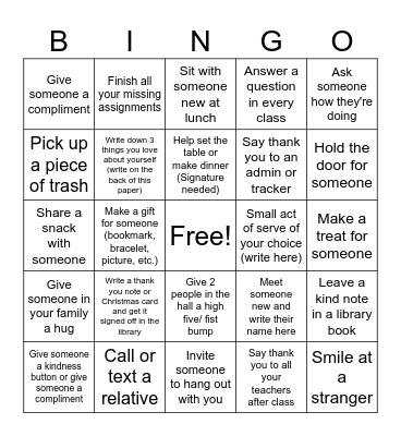 December-Look Outwards like Spider-man Bingo Card