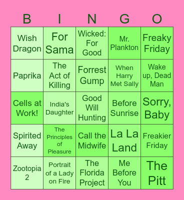 Watch Bingo Card