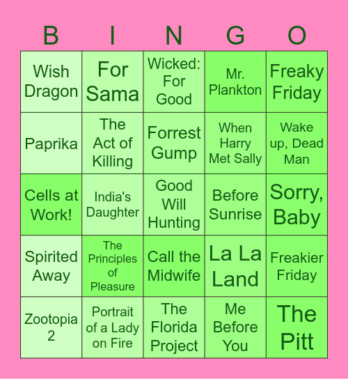 Watch Bingo Card