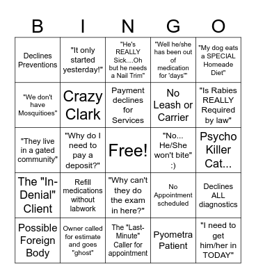 Non-Sense November Bingo Card