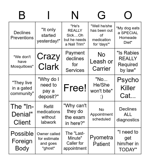 Non-Sense November Bingo Card