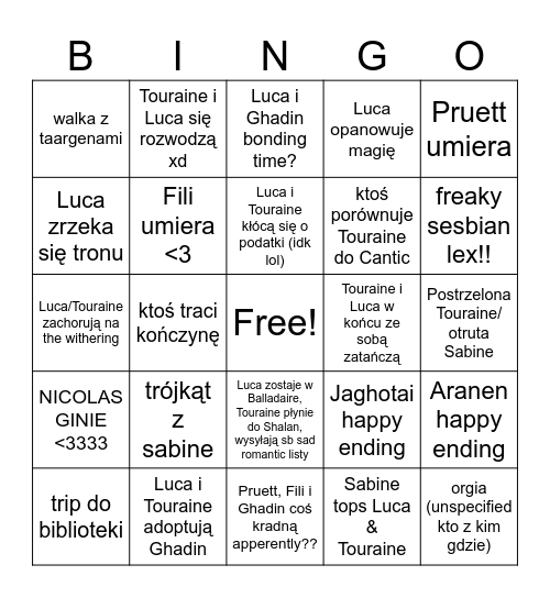 SUWERENNY BINGO CARD Bingo Card