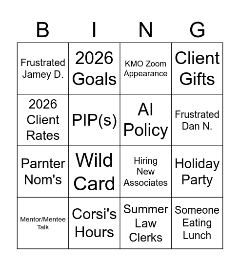 OM Partner Bingo Card
