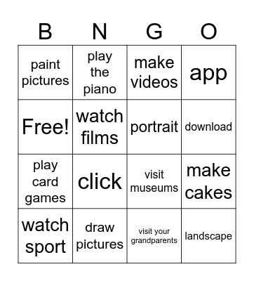 unit 2 kids can! Bingo Card