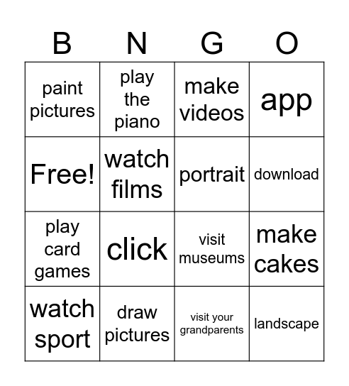 unit 2 kids can! Bingo Card