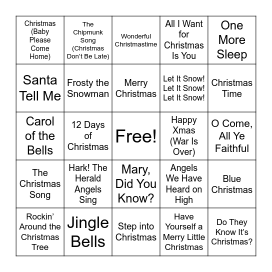 Christmas Bingo Card