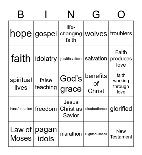 Pastor Bingo Card