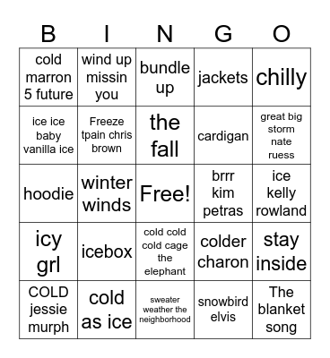 Cold Chilly Bingo Card