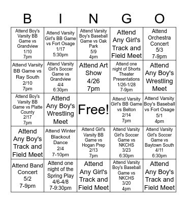 Winnetonka P.R.I.D.E Bingo  Bingo Card